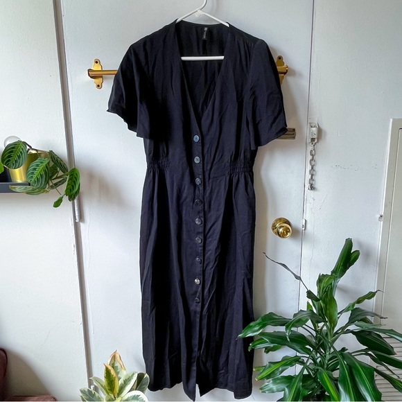 Button Down Black Zara Dress Size M - Picture 1 of 6